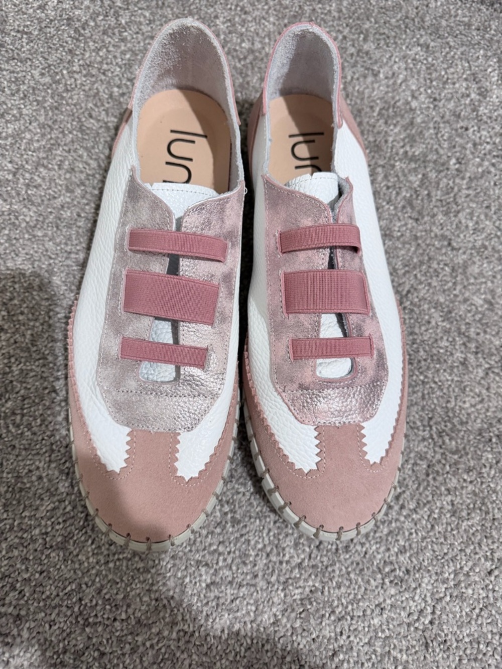 Slip-On Women's Pink & White Fashion Sneakers by Lun